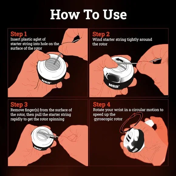 Essential Crystal Spinner Gyro Ball | Grip Strengthener for Forearms, Wrist & Ha - Picture 2 of 9